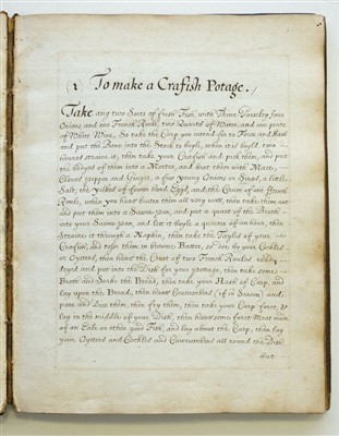Lot 114 - Manuscript Cookery Book. An early receipt book, circa 1700
