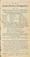 Lot 412 - Honeywood (Lydia). The Cook's Pocket Companion, 1758