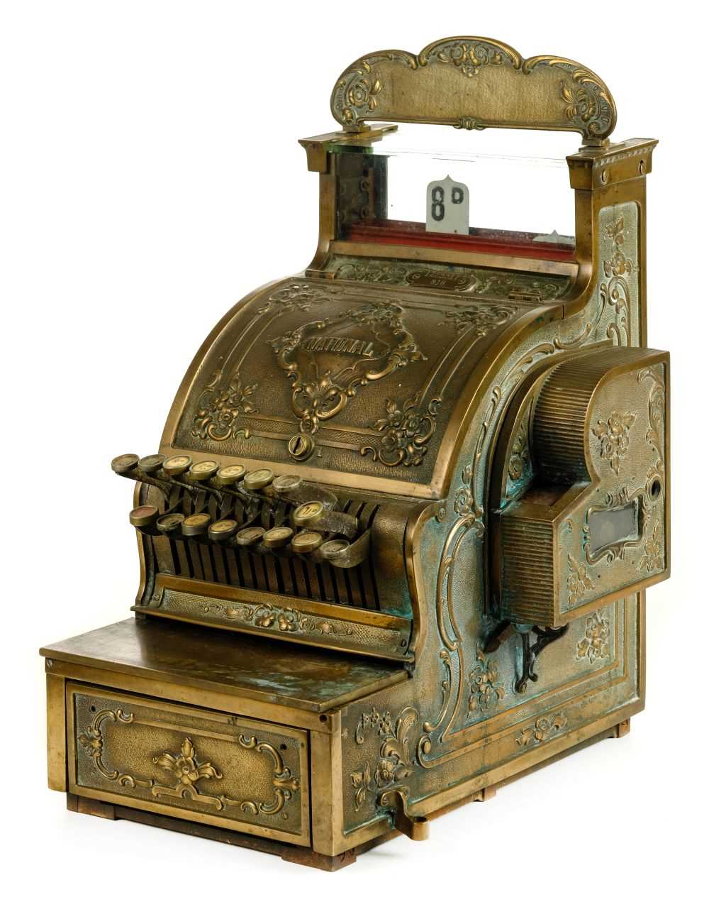 Lot 62 - Cash Register. An early 20th century American brass national cash register
