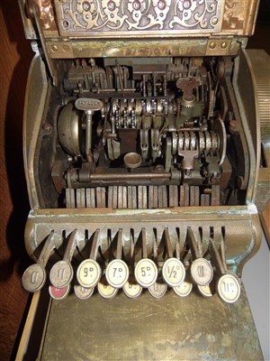 Lot 62 - Cash Register. An early 20th century American brass national cash register