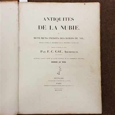 Lot 14 - Gau (Francois Chretien). Antiquities de la Nubie, ou monumens inedits des bords du Nil, 1822