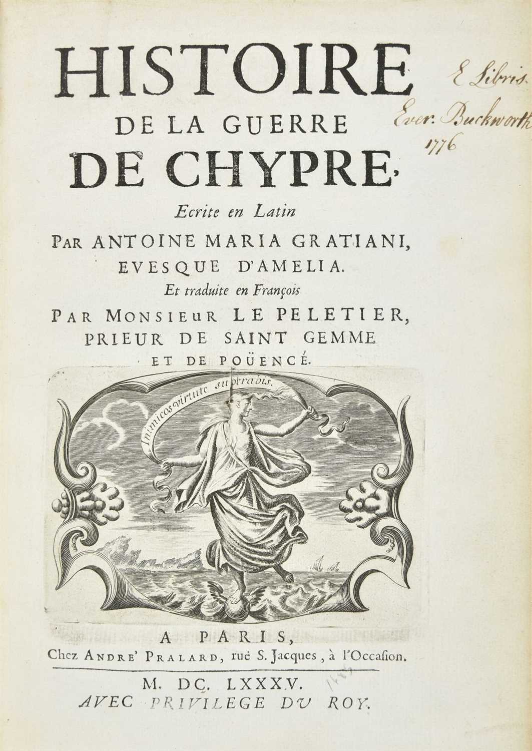 Lot 27 - Graziani (Antonio Maria). Histoire de la guerre de Chypre, 1st edition in French, 1685