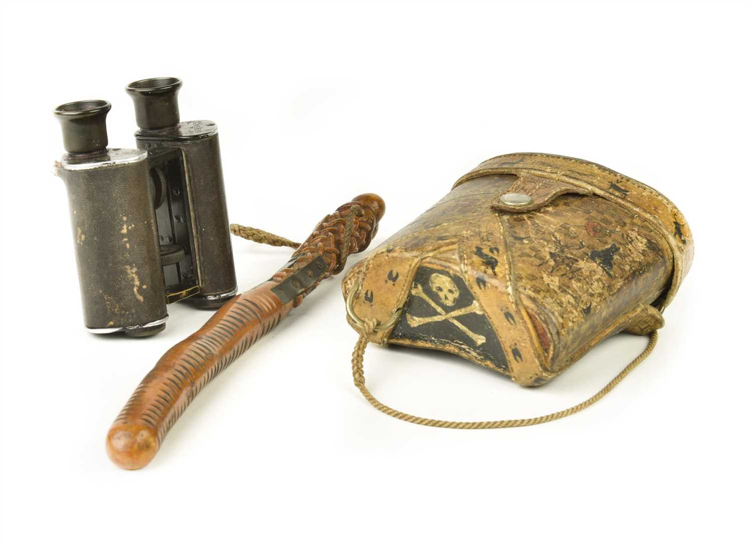 Lot 12 - Broadhurst (Arthur Brooks, 1860-1930). Binoculars and fishing priest of an Indian big-game hunter