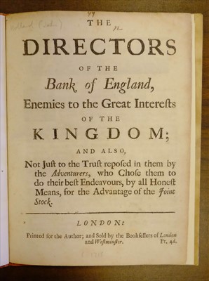 Lot 259 - Holland (John). The Directors of the Bank of England, Enemies of the Kingdom, 1715