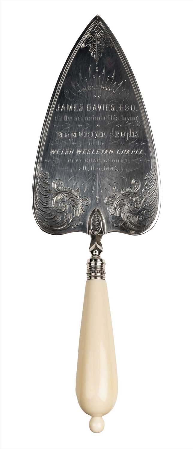 Lot 78 - Presentation trowel. A Victorian silver presentation trowel  - City Road, London
