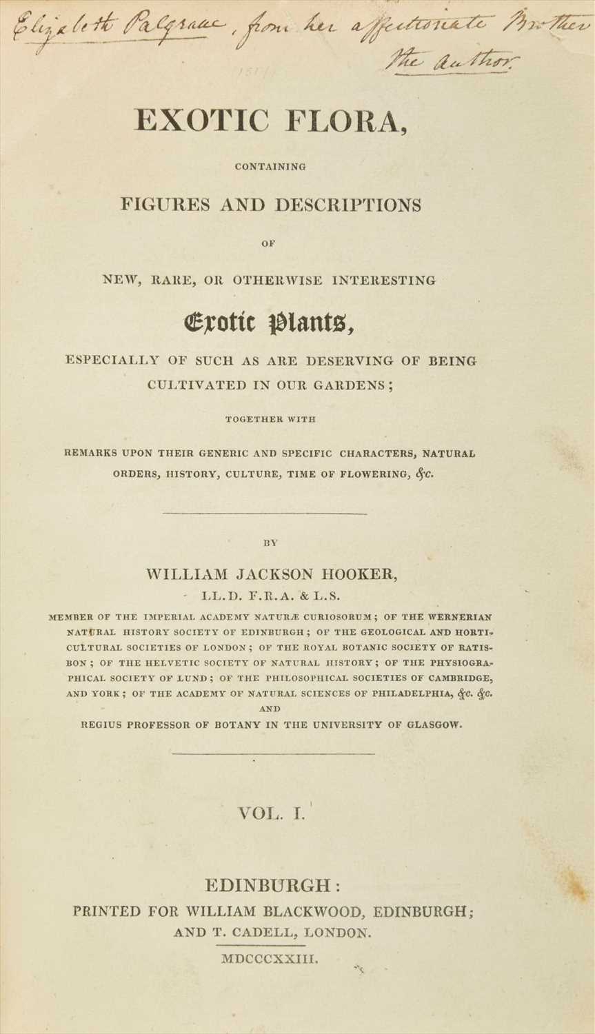 Lot 301 - Hooker (William Jackson). Exotic Flora, 3 volumes, 1st edition, 1823-27