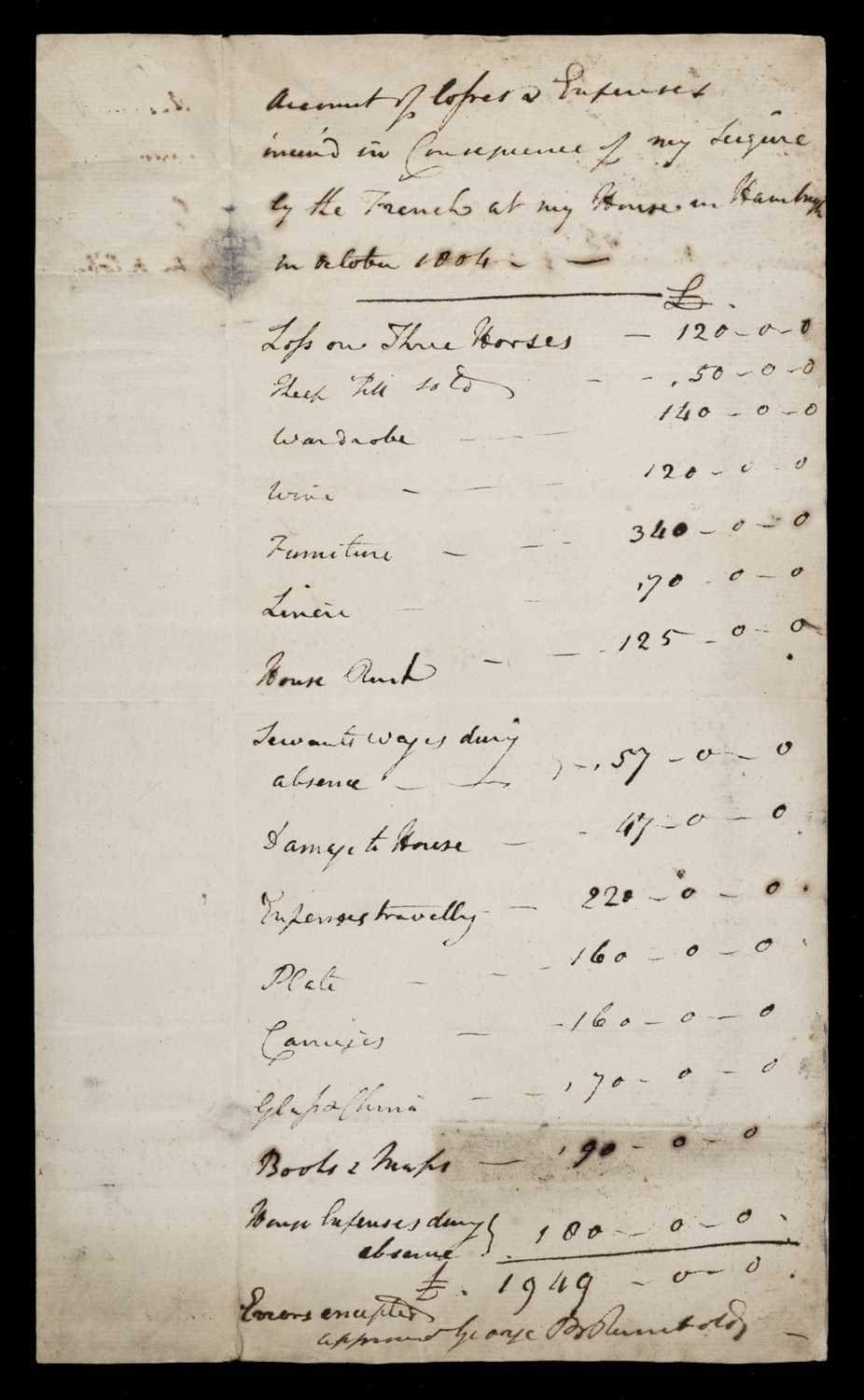 Lot 667 - Claim for Damages against Napoleon's France, 1804