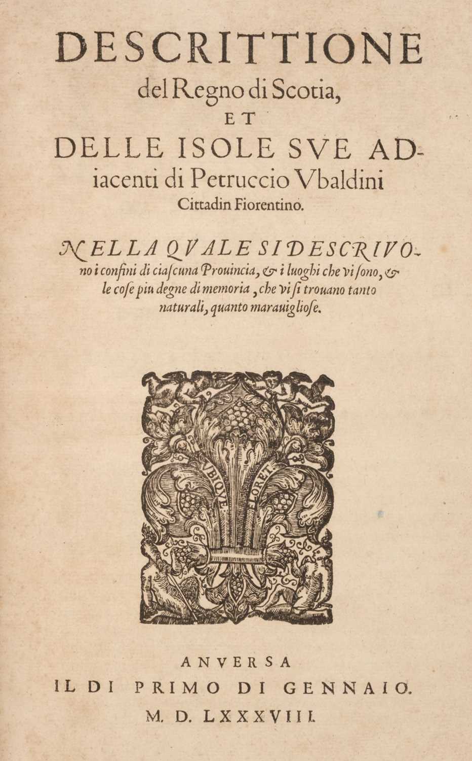 Lot 57 - Boece (Hector). Descrittione del regno di Scotia, 1588