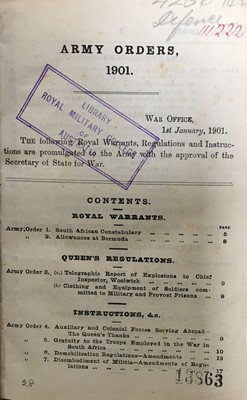 Lot 795 - Army Orders. A collection of 45 volumes, 1901-29, 1936, 1937, 1940-47