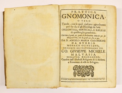 Lot 212 - Colomboni (Angelo-Maria). Prattica Gnomonica..., Bologna, 1669