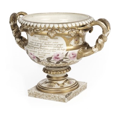 Lot 159 - Coalport. A George III "Warwick vase" by Coalport c.1820