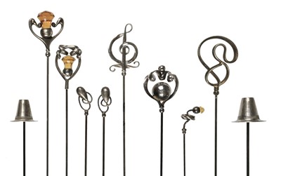 Lot 95 - Hat pins. A silver hat pin, Welsh hat design, Charles Horner, 1911, and others