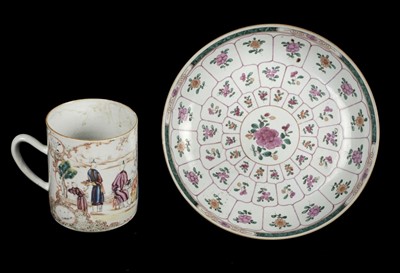 Lot 60 - Mug. An 18th century Chinese porcelain mug and dish
