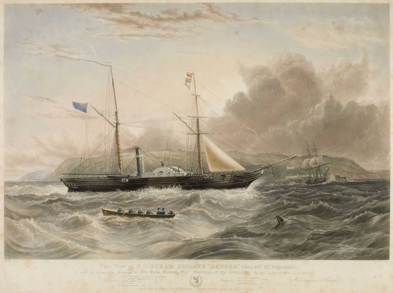 Lot 574 - Hunt (Charles). H. M. Steam Frigate "Geyser" when of Mt. Edgecombe..., 1841