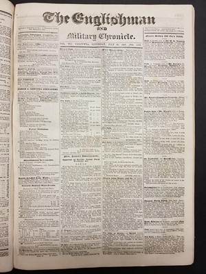 Lot 187 - Indian Newspapers. The Englishman and Military Chronicle, edited by J.H. Stocqueler, vol. 6,, 1837
