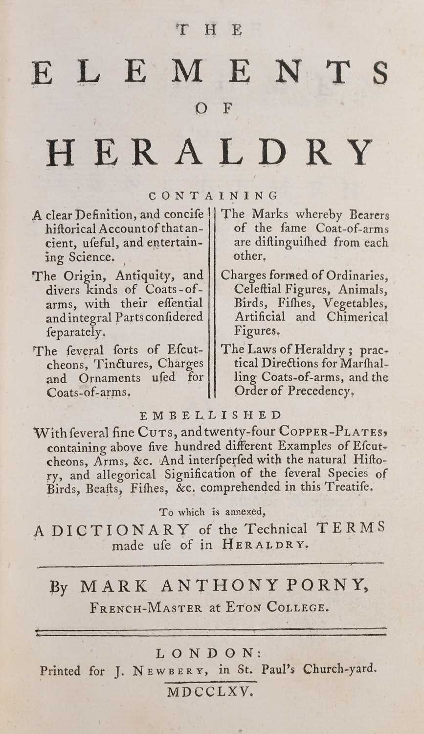 Lot 102 - Porny (Mark). The Elements of Heraldry, 1765