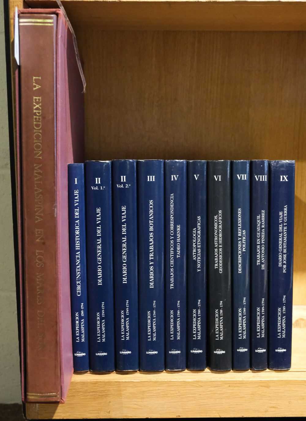 Lot 15 - La Expedicion Malaspina. La Expedicion Malaspina 1789-1794, 9 volumes in 10, 1987-1999