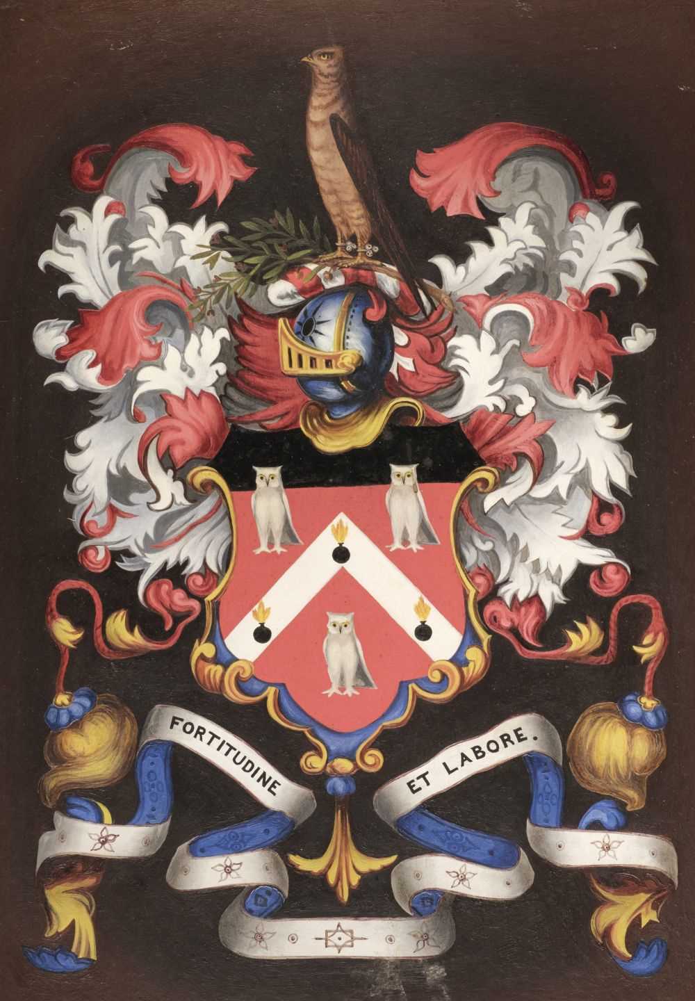 Lot 306 - Heraldry. Eight heraldic paintings of armorial bearings, 19th & 20th century