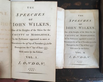 Lot 119 - Wilkes (John). The Speeches of John Wilkes, 2 volumes, 1777