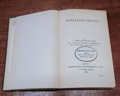 Lot 37 - Negi (T. Jadh Singh Bagli). Himalayan Travels, 1st edition, Calcutta, 1920