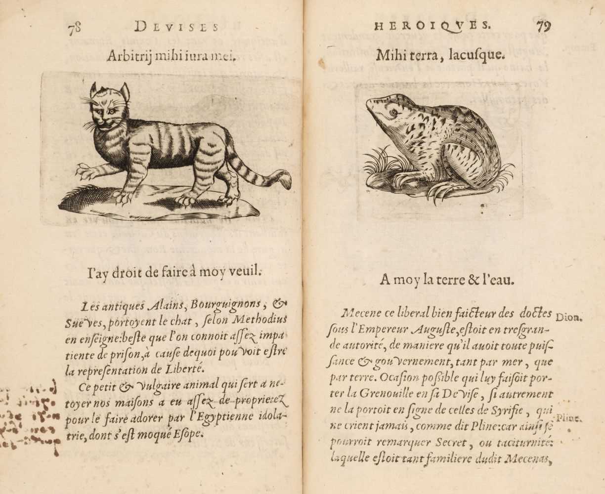 Lot 129 - Paradin (Claude), Devises heroiques et emblemes, Paris: Jean Millot, 1614