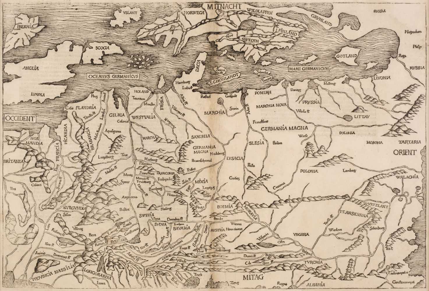 Lot 282 - Europe. Schedel (Hartmann) Untitled map of Northern & Central Europe [1493]