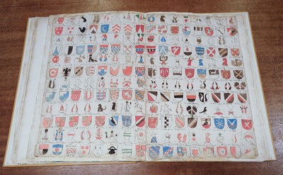 Lot 271 - German armorial volume. Containing 480 hand-painted continental shields & crests, early 16th century