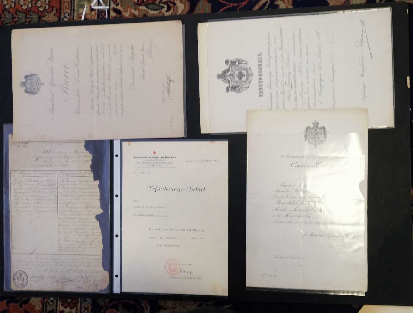 Lot 279 - Military Ephemera. A collection of European military documents, circa 1870s/1940s