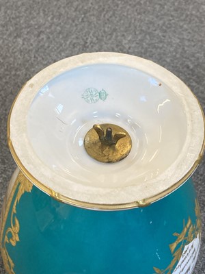 Lot 126 - Royal Worcester turquoise-ground baluster vase, 1863