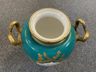 Lot 126 - Royal Worcester turquoise-ground baluster vase, 1863