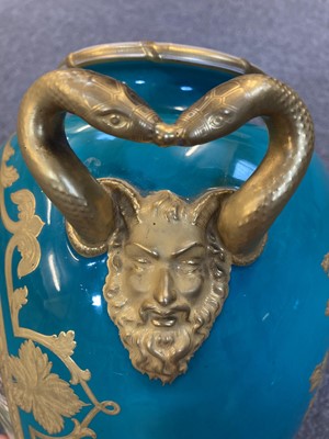 Lot 126 - Royal Worcester turquoise-ground baluster vase, 1863