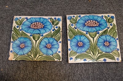 Lot 131 - Tiles. William De Morgan tiles - Bedford Park Daisy pattern