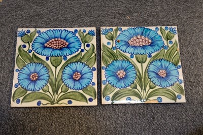 Lot 131 - Tiles. William De Morgan tiles - Bedford Park Daisy pattern