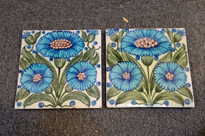 Lot 131 - Tiles. William De Morgan tiles - Bedford Park Daisy pattern