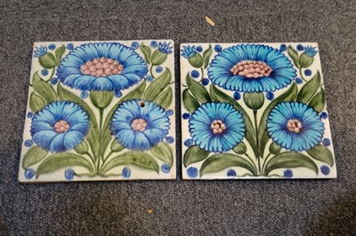 Lot 131 - Tiles. William De Morgan tiles - Bedford Park Daisy pattern