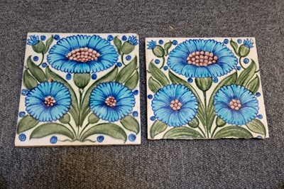 Lot 131 - Tiles. William De Morgan tiles - Bedford Park Daisy pattern