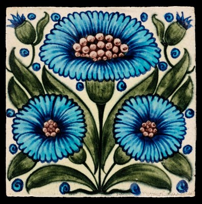 Lot 131 - Tiles. William De Morgan tiles - Bedford Park Daisy pattern