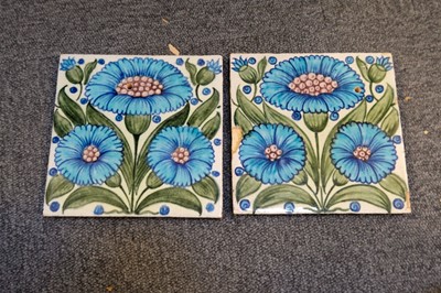 Lot 131 - Tiles. William De Morgan tiles - Bedford Park Daisy pattern