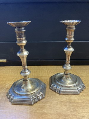 Lot 205 - Candlesticks. A pair of George II silver candlesticks