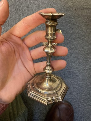 Lot 205 - Candlesticks. A pair of George II silver candlesticks