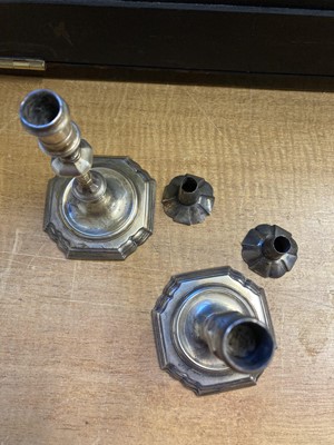 Lot 205 - Candlesticks. A pair of George II silver candlesticks