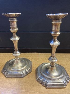 Lot 205 - Candlesticks. A pair of George II silver candlesticks