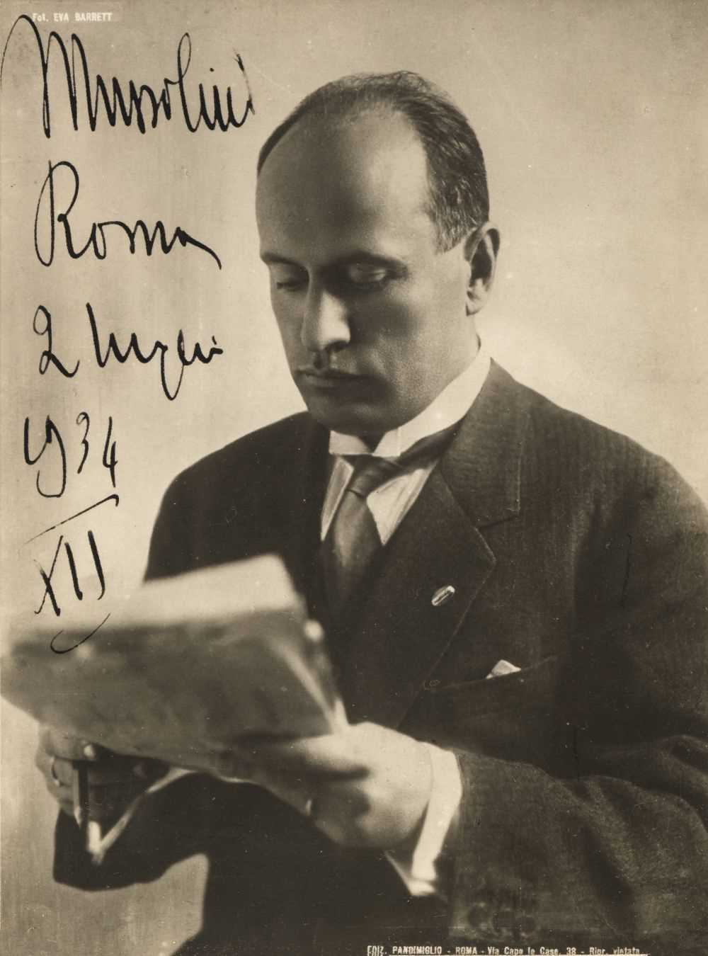 Lot 956 - Mussolini (Benito, 1883-1945). Photograph Signed, ‘Mussolini, Roma, 2 Luglio, 1934, XII’