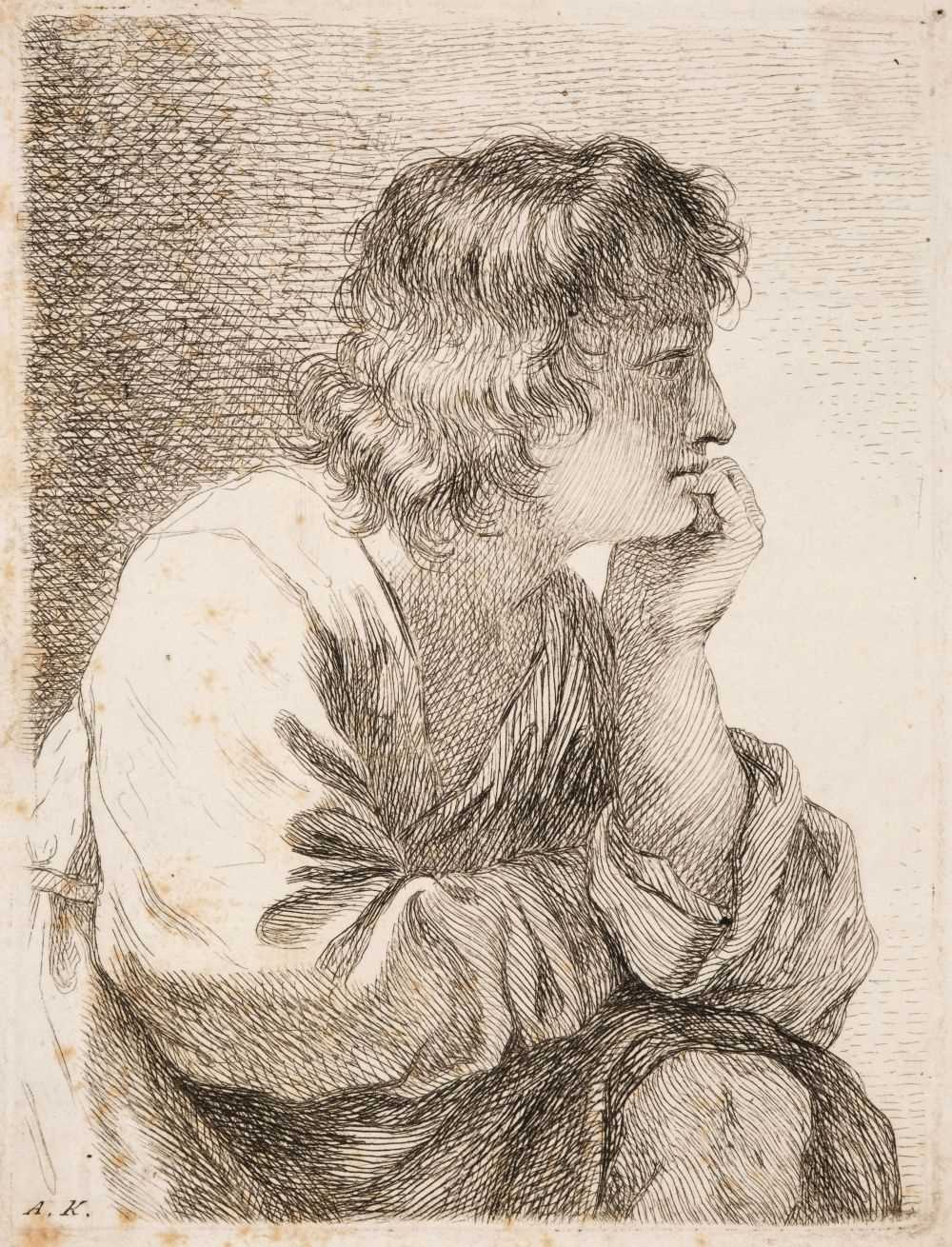 Lot 52 - Kauffman, Angelika (1741-1807). A Young Man Musing, etching, 1762