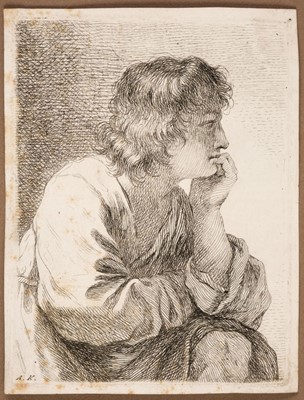 Lot 52 - Kauffman, Angelika (1741-1807). A Young Man Musing, etching, 1762