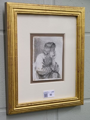 Lot 52 - Kauffman, Angelika (1741-1807). A Young Man Musing, etching, 1762