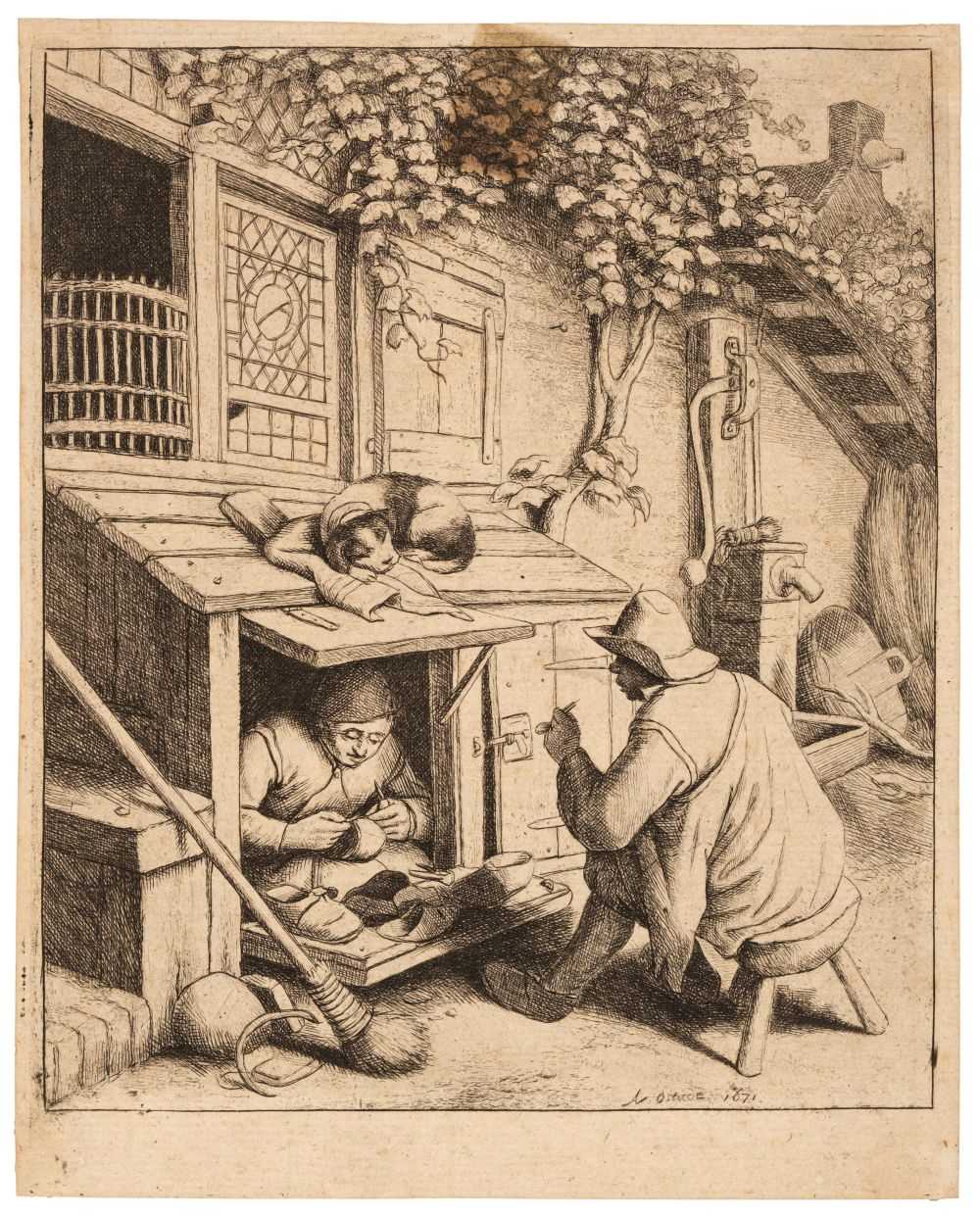 Lot 57 - Ostade (Adriaen Jansz. van, 1610-1685). The Cobbler, etching, 1671, and five other etchings