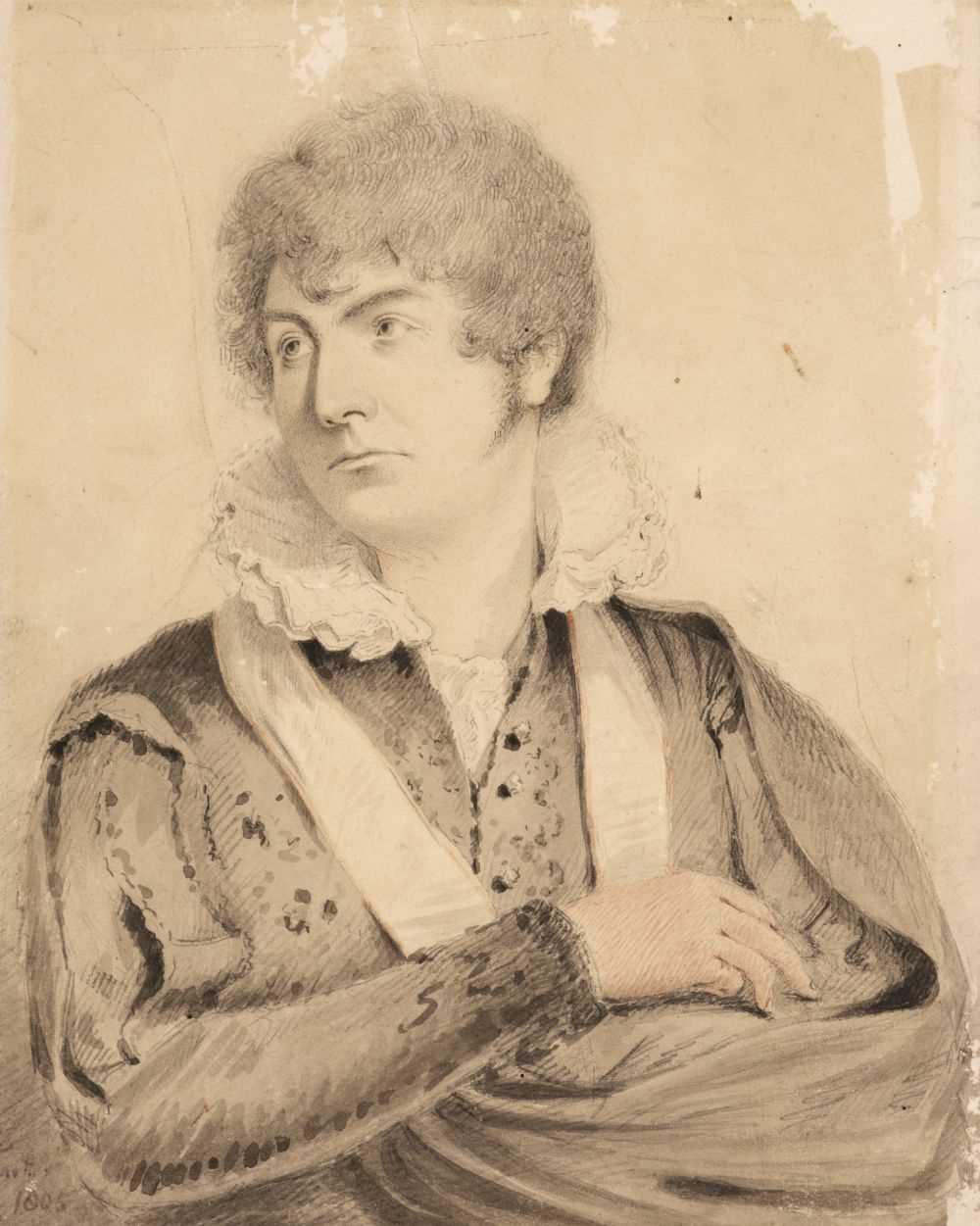 Lot 167 - Opie (John, 1761-1807) attributed. Henry Bowles as Hamlet, watercolour and pencil