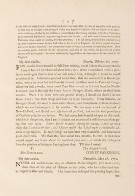 Lot 29 - Parkinson (Sydney). A Journal of a Voyage to the South Seas, Large Paper copy, 1784