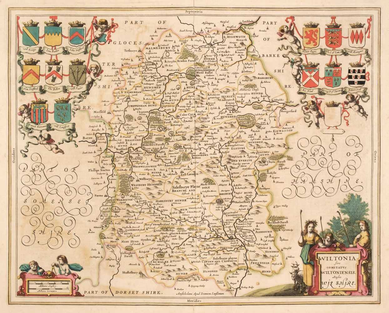 Lot 158 - Wiltshire. Jansson (Jan), Wiltonia sive comitatus Wiltoniensis Anglis Wilshire, circa 1648